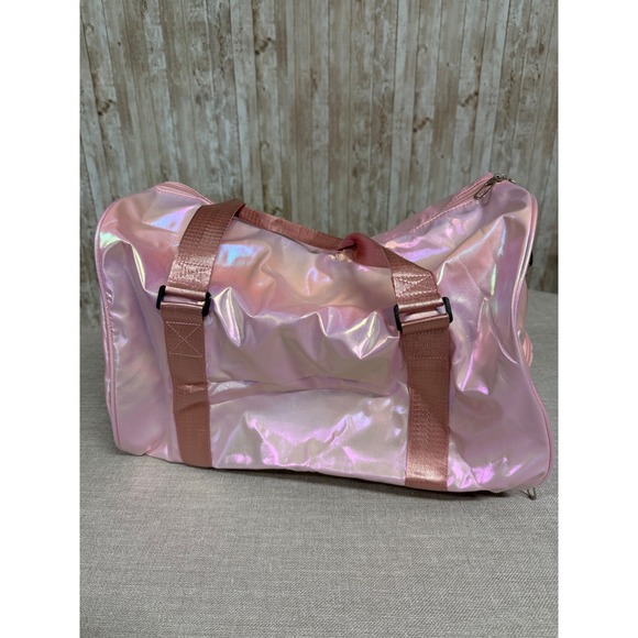 Handbags - Pink Iridescent Holographic Duffel Bag Gym Travel Weekender with Shoe Pocket